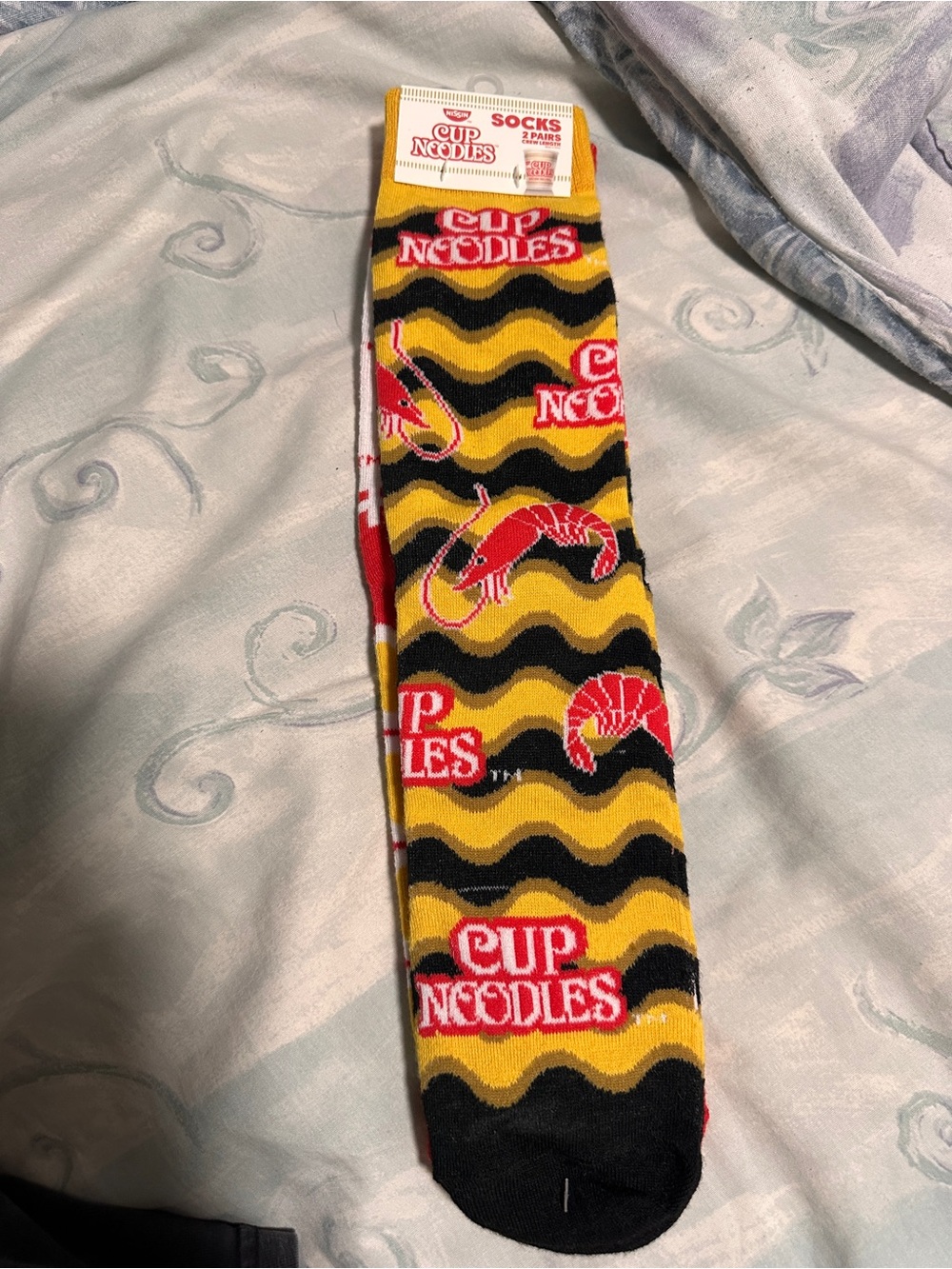 Cup Noodles Nissin Novelty Socks Shrimp Prawn Merch Crew Length Medium
